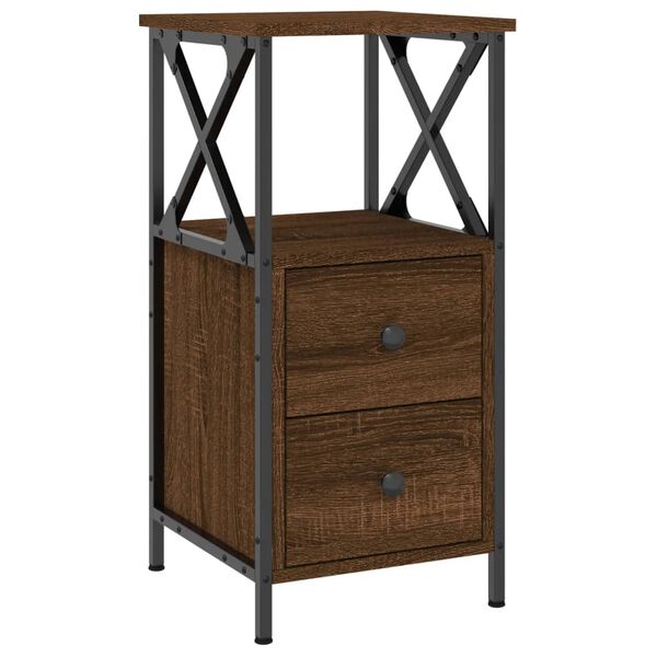 vidaXL Nightstand Brown Oak Engineered Wood Compact Adjustable Feet