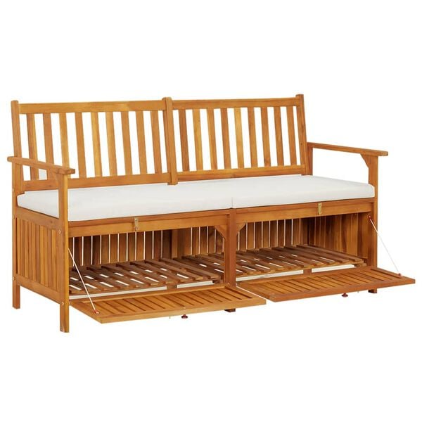 vidaXL Bench Brown Solid Acacia wood, 100% polyester Medium