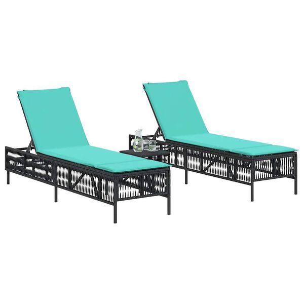 vidaXL Patio Sun Lounger Black PE Rattan Standard