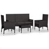 vidaXL Garden Lounge Set Black Poly Rattan Medium Durable