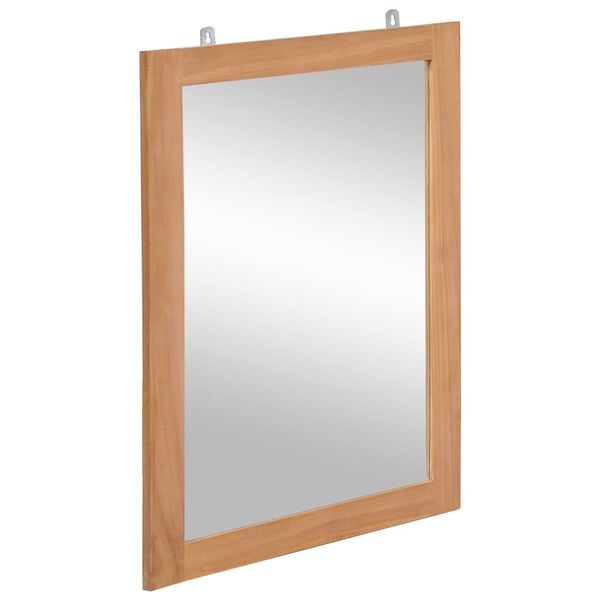 vidaXL Mirror Natural wood Solid teak wood and glass 19.7 x 27.6 in