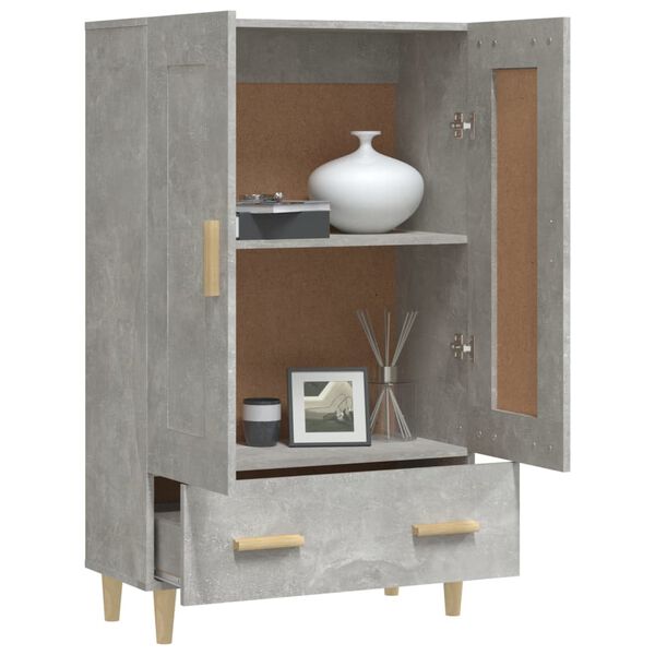 vidaXL Highboard Concrete Grey Engineered wood, Solid eucalyptus wood Tall