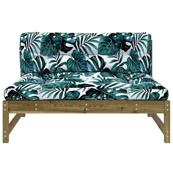 vidaXL Middle Sofa Brown Solid Pine wood Medium Modular Middle Sofa