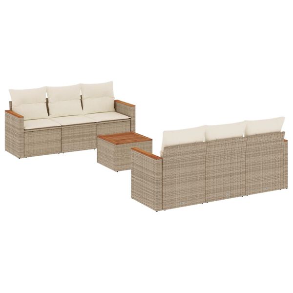 vidaXL Garden Sofa Set Beige, Cream White PE Rattan Medium