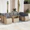 vidaXL Garden Sofa Set Beige PE Rattan Large Adjustable Armrests