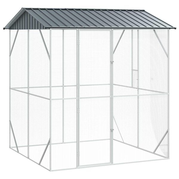 vidaXL Bird Cage Anthracite 84.65 x 81.89 x 97.24 in Galvanised Steel