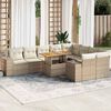 vidaXL Garden Sofa Set Beige PE rattan, powder-coated steel, acacia wood