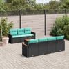 vidaXL 8 Piece Garden Sofa Set with Cushions Black Poly Rattan