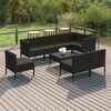 vidaXL Garden Lounge Set Black PE Rattan, Powder-Coated Steel, Polyester
