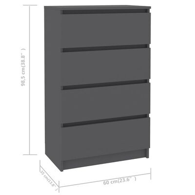 vidaXL Sideboard Gray 23.6"x13.8"x38.8" Engineered Wood