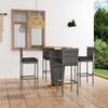 vidaXL Garden Bar Set Grey Poly Rattan Small Footrest Garden Bar Set