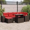 vidaXL 7 Piece Patio Sofa Set with Cushions Black Poly Rattan Acacia