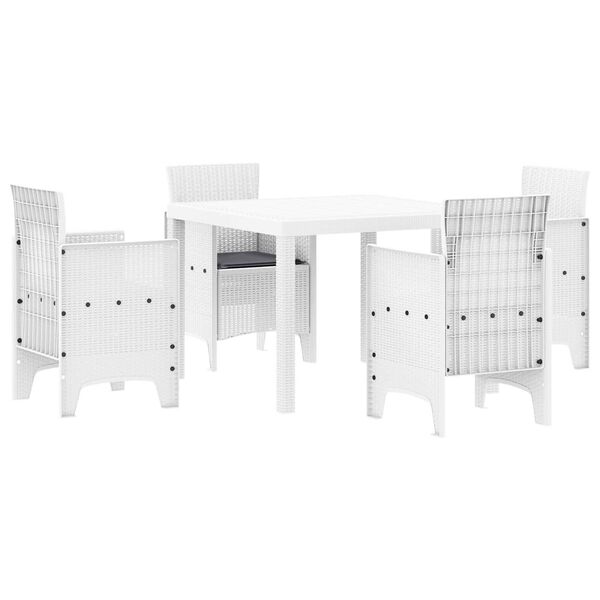 vidaXL Garden Dining Set 5 pcs White Polt rattan