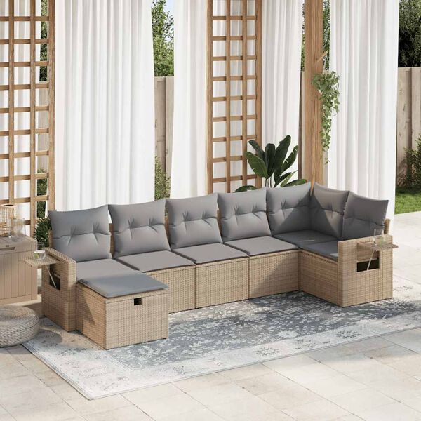 vidaXL Garden Sofa Set Beige, Light Grey