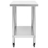 vidaXL Kitchen Work Table with Wheels 39.4"x17.7"x33.5" Stainless Steel