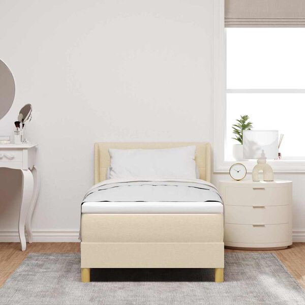 vidaXL Box Spring Bed with Mattress Cream 78.74 x 39.37 in Polyester