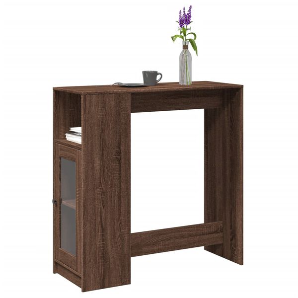 vidaXL Bar Table Brown Oak Engineered wood Tall, Rectangular Bar Table