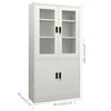 vidaXL Office Cabinet Light grey Steel, tempered glass 35.4x15.7x70.9 in