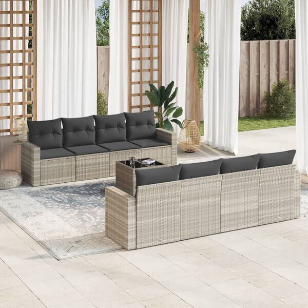 vidaXL Garden Sofa Set Set of 9 Light grey