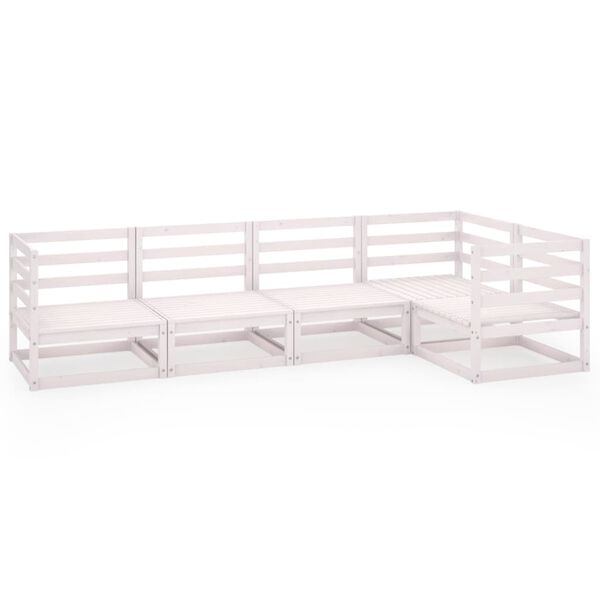 vidaXL 5 Piece Patio Lounge Set White Solid Pinewood