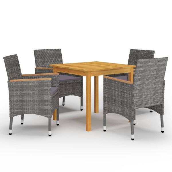vidaXL Dining Set Grey Solid Acacia wood Medium Ergonomic Dining Set