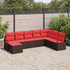 vidaXL Sofa Set with Cushion 8 pcs Brown Poly Rattan