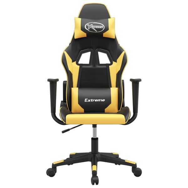 vidaXL Gaming Chair Black and Gold Faux Leather