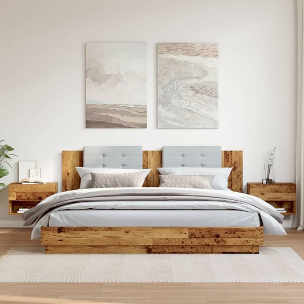 vidaXL Wall-mounted Bedside Cabinet Set of 2 Old wood Engineered wood