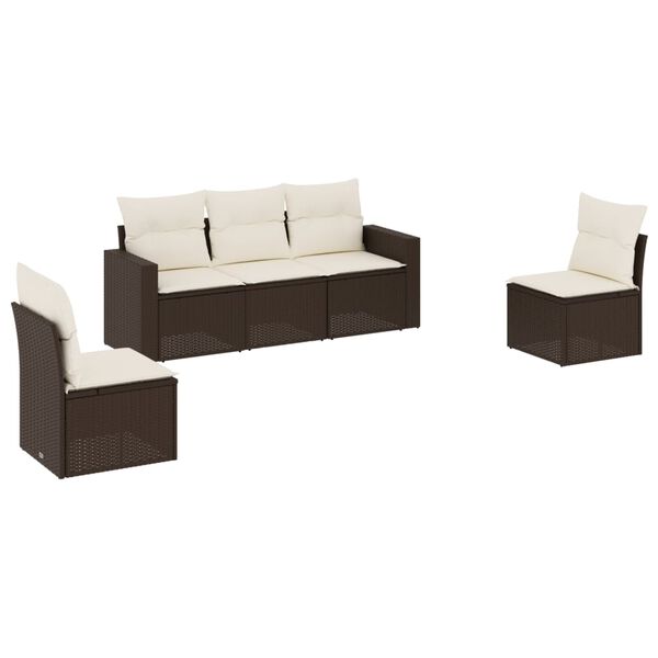 vidaXL Garden Sofa Set Brown and Cream White