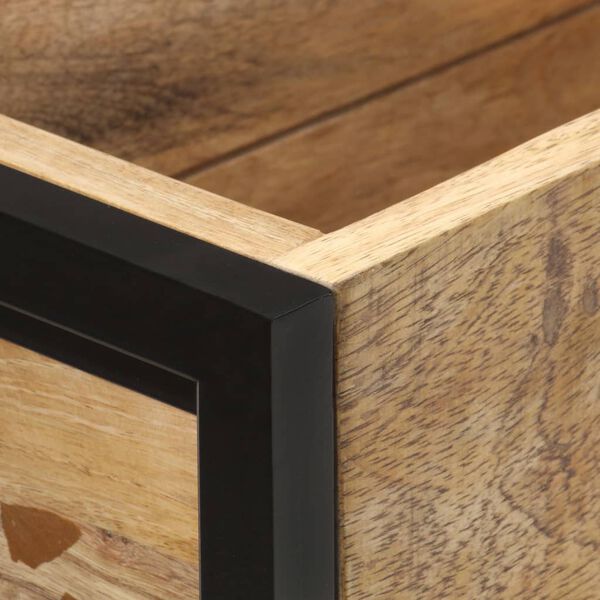 vidaXL Planter Natural Mango Wood Solid Mango Wood, Powder-Coated Iron