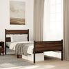 vidaXL Bed Frame Brown Oak Steel, Engineered Wood Twin Bed Frame