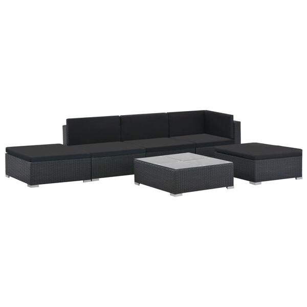 vidaXL Sofa Set Black PE rattan Large Modular Garden Lounge Set