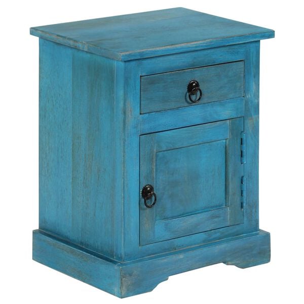 vidaXL Bedside Table Blue Solid Mango Wood Bedside Table Rectangular