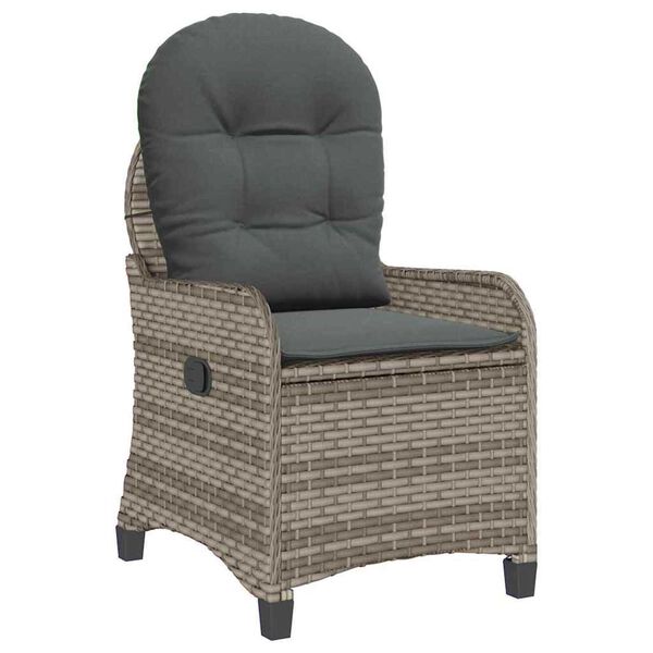 vidaXL Recliner Chair Gray 56 x 66 x 95cm poly rattan