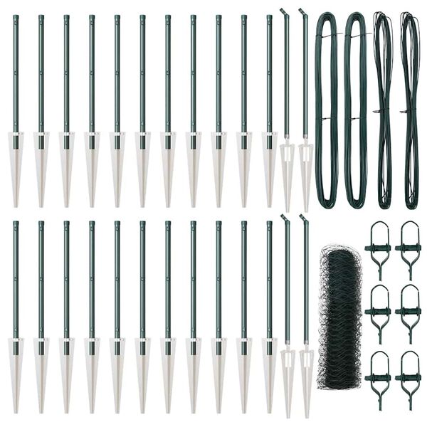 vidaXL Fence with Posts Green 0.5 x 50 m PVC-coated steel