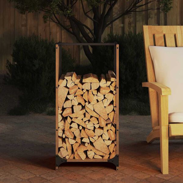 vidaXL Firewood Rack 15.7x11.8x31.5" Weathering Steel