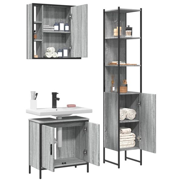 vidaXL Bathroom Cabinet Set Gray sonoma
