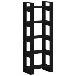 vidaXL Book Cabinet Black Solid pine wood Medium Book Cabinet