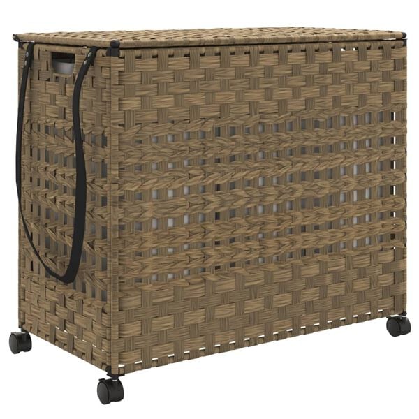 vidaXL Laundry Basket with Wheels 26.0x13.8x23.6" Rattan