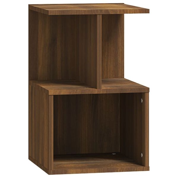 vidaXL Nightstand Brown oak Engineered wood Small Nightstand Square