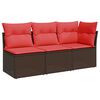vidaXL Garden Sofa with Cushion 8 pcs Brown and red Poly rattan