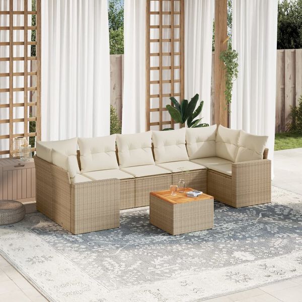 vidaXL Garden Sofa Set Beige, Cream White