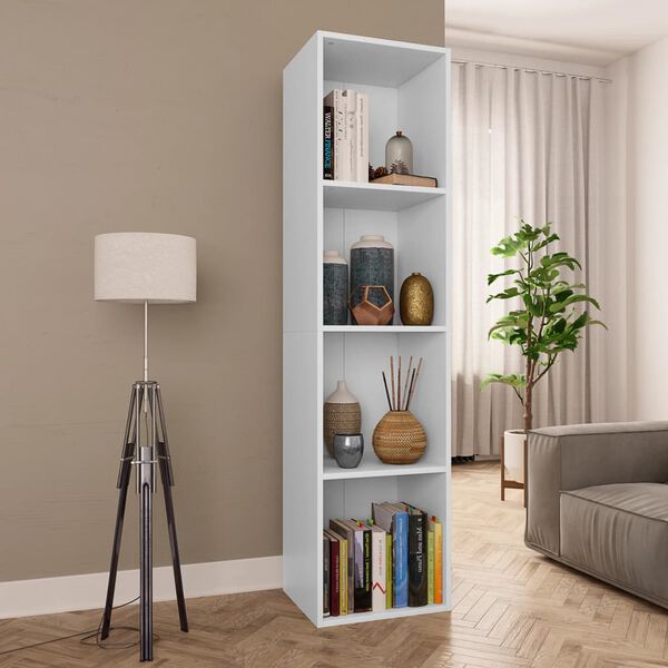 vidaXL Book Cabinet White Engineered Wood 14.2 x 11.8 x 56.3 in