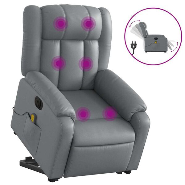 vidaXL Electric Stand Up Massage Recliner Chair Gray
