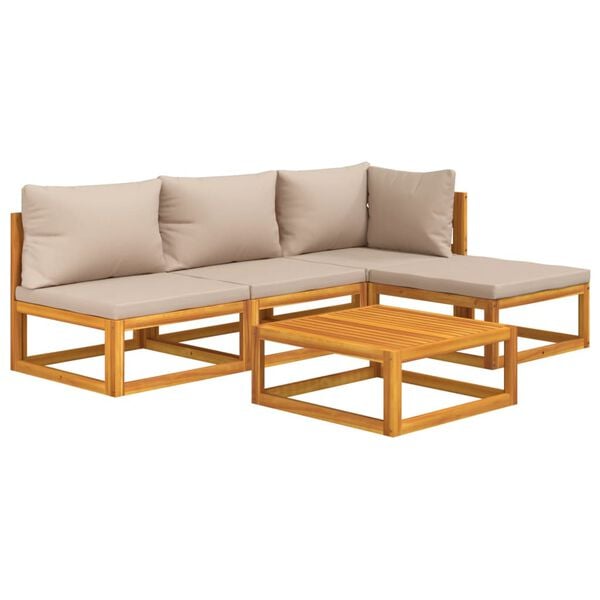 vidaXL Garden Lounge Set Taupe Solid acacia wood, 100% polyester Medium