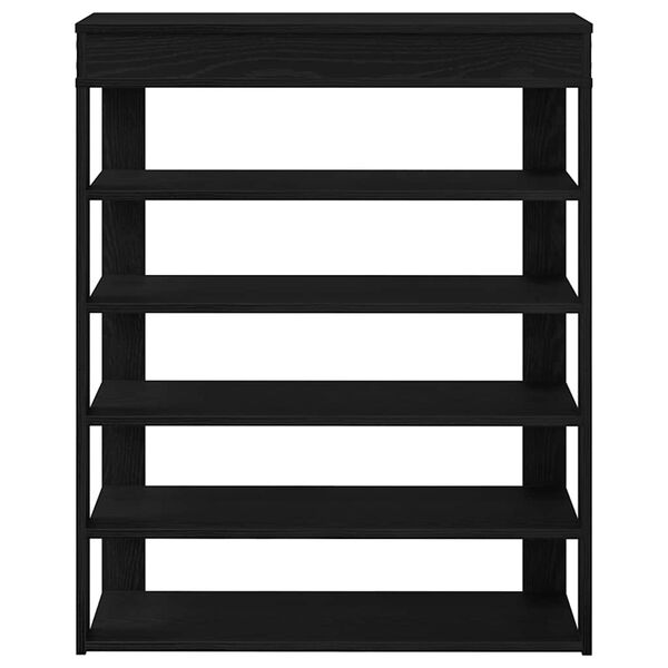 vidaXL Shoe Rack Black Engineered Wood Medium Shoe Rack Rectangular