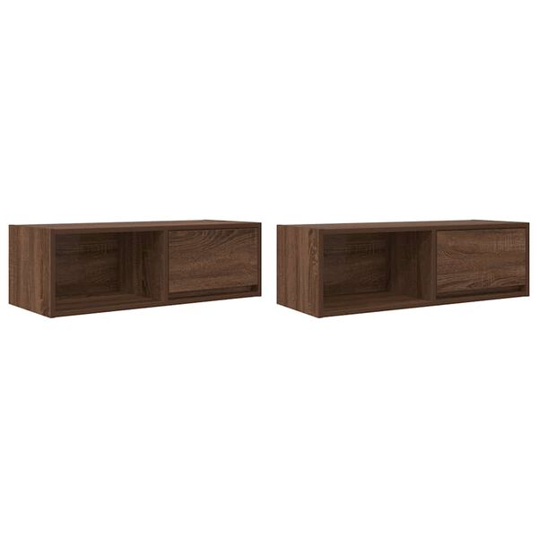 vidaXL TV Cabinet Set of 2 Brown oak Engineered wood TV Cabinet