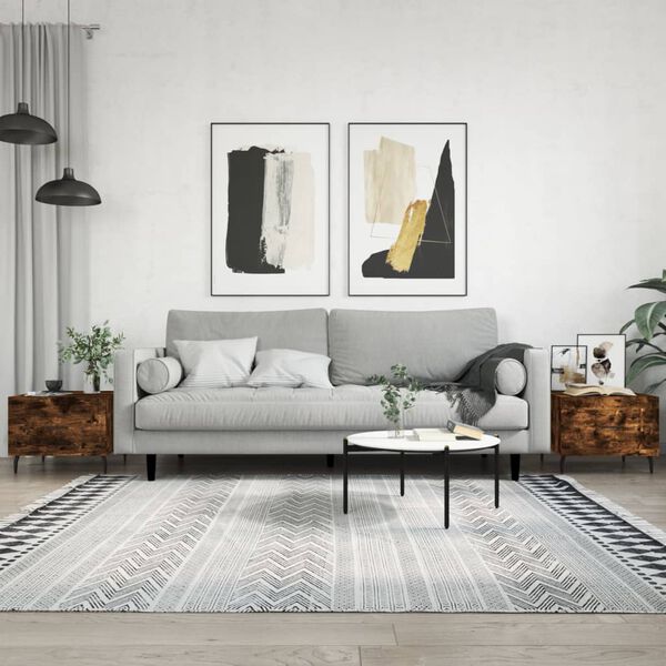 vidaXL Coffee Table Set of 2 Smoked oak Engineered wood, Iron Small