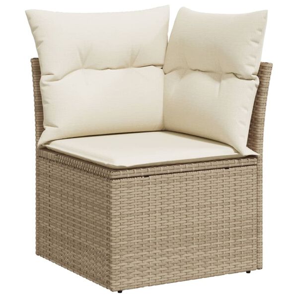 vidaXL Garden Sofa Set Beige PE Rattan Large Seats Many