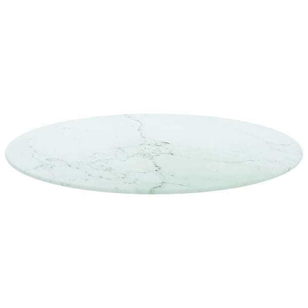 vidaXL Table Top White with marble design Tempered glass 27.6 in Diameter
